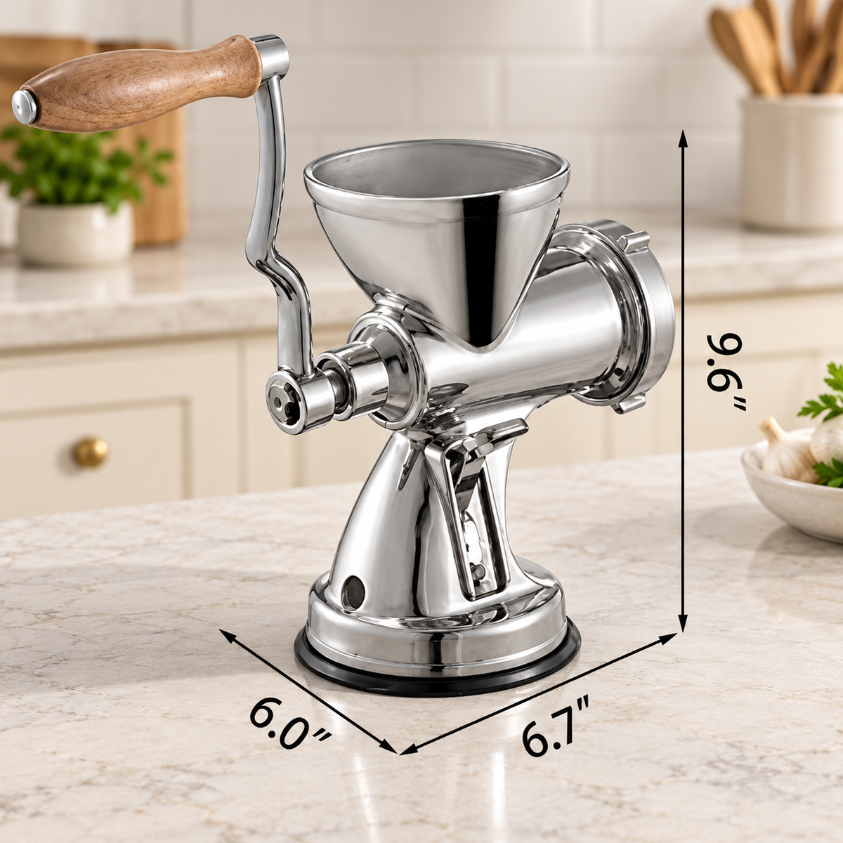 Manual Meat Grinder with Suction Base and Sausage Attachments