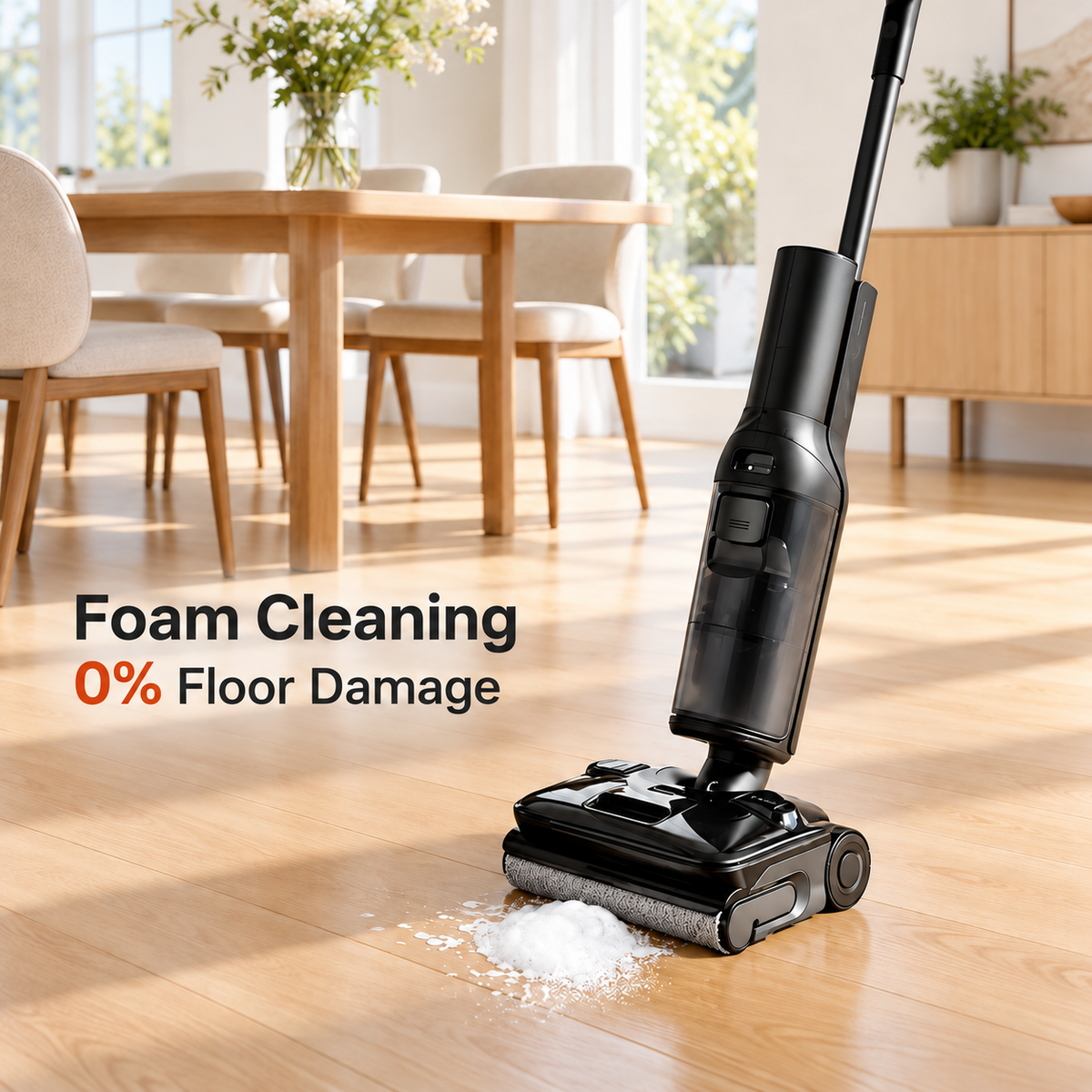 Wet Dry Floor Cleaner with Foam Cleaning and Self-Cleaning