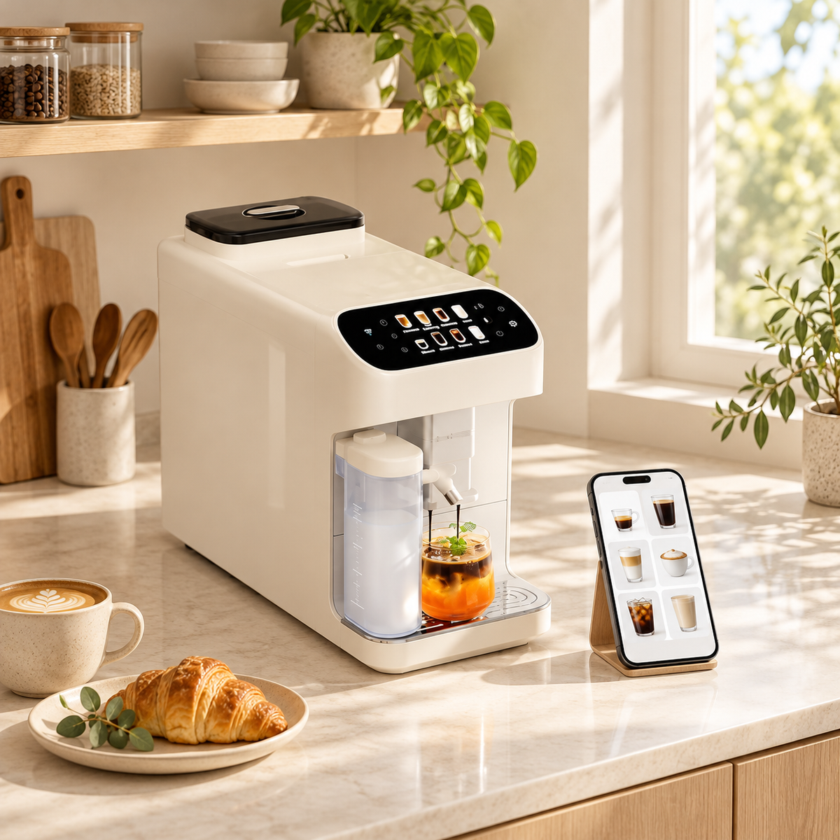 Smart Hot & Cold Coffee Machine with Milk Frother