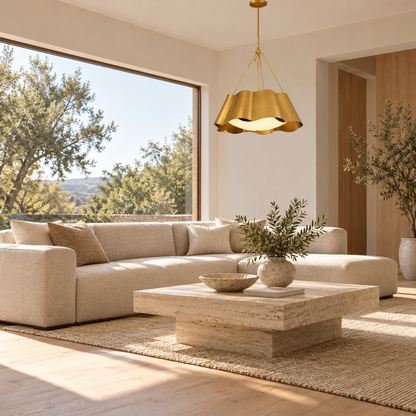 Gold Wave Pendant Light with Diffuser