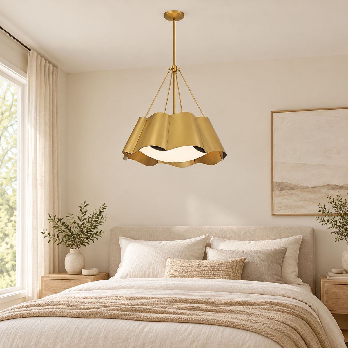 Gold Wave Pendant Light with Diffuser
