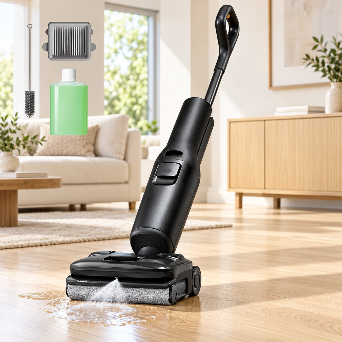 Wet Dry Floor Cleaner with Foam Cleaning and Self-Cleaning