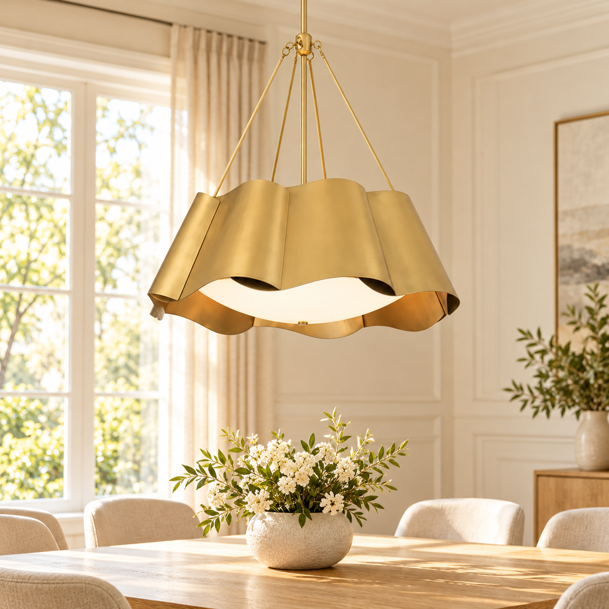 Gold Wave Pendant Light with Diffuser