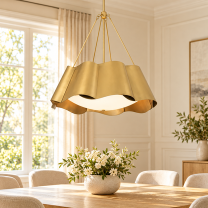 Gold Wave Pendant Light with Diffuser
