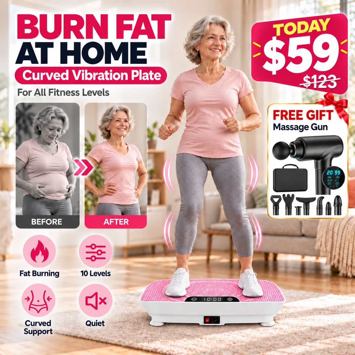 Curved Vibration Plate Exercise Machine