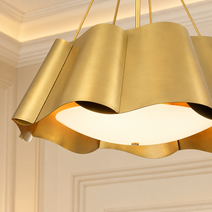 Gold Wave Pendant Light with Diffuser