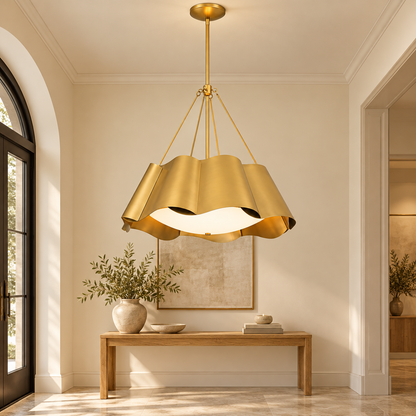 Gold Wave Pendant Light with Diffuser