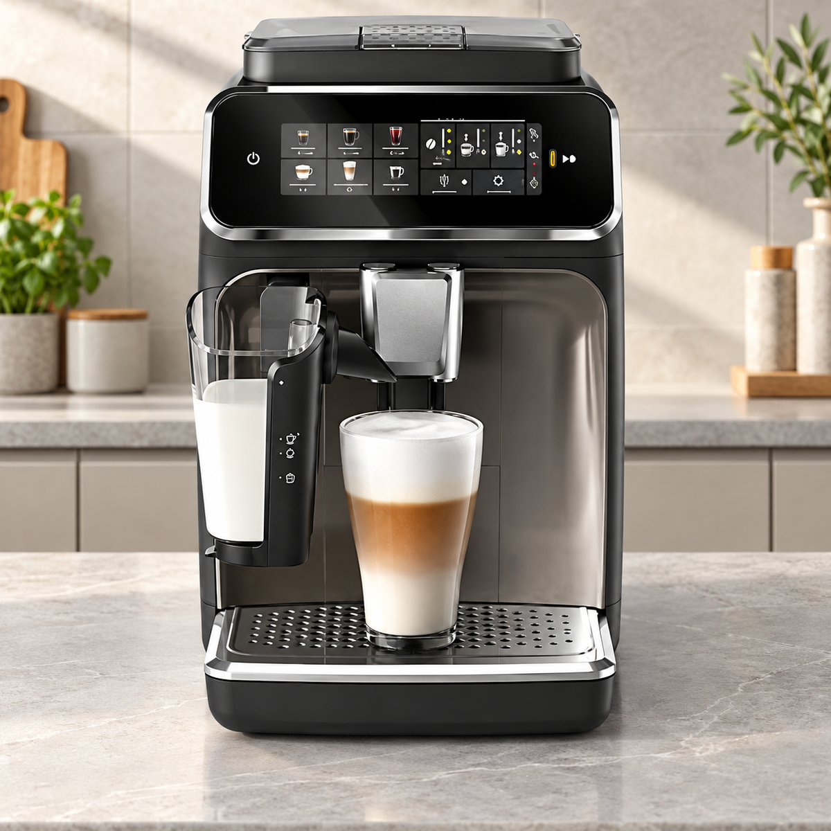 Automatic Espresso Machine with Grinder and Milk Frother