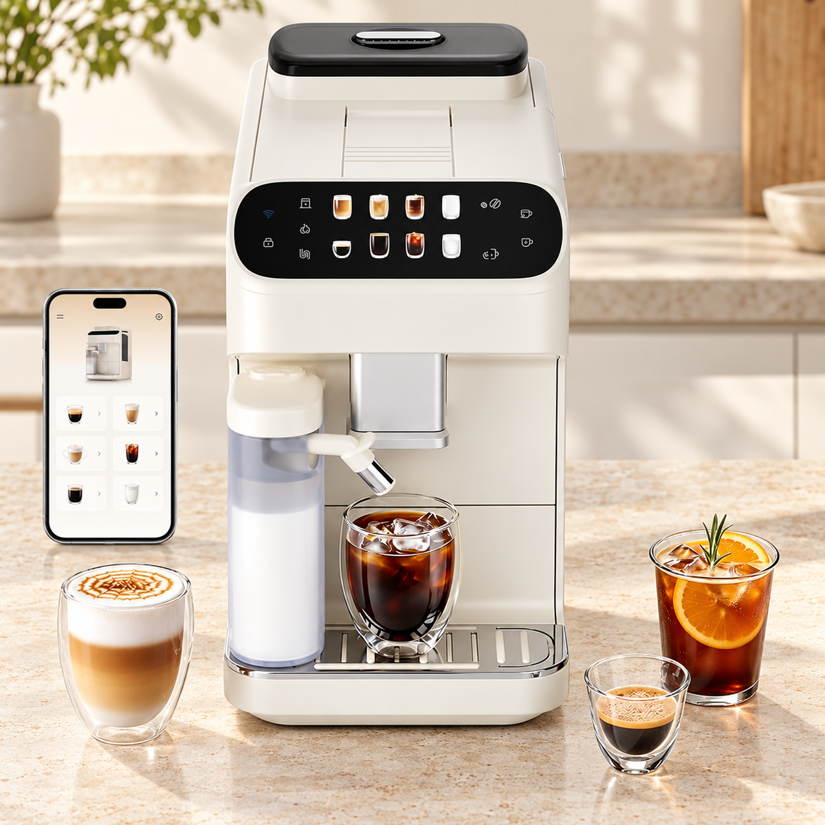 Smart Hot & Cold Coffee Machine with Milk Frother